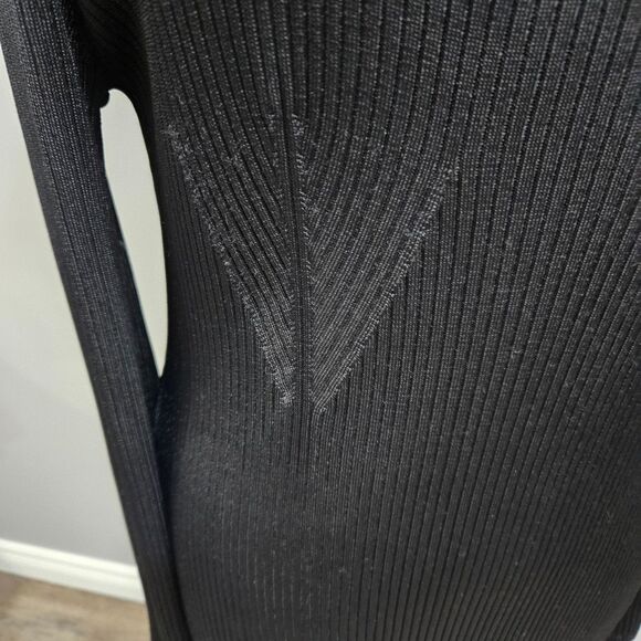 🐢 J. Crew Ribbed Black squareneck sweater-dress Size L stretchy! - Picture 12 of 16